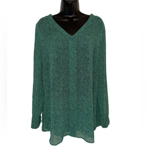 CAbi Tops - CAbi Sheer Green Bountiful Top